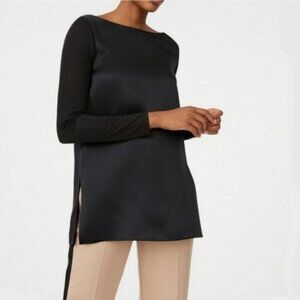 Club Monaco Chack Black 100% Silk Long Sleeve Top Women's Size XS